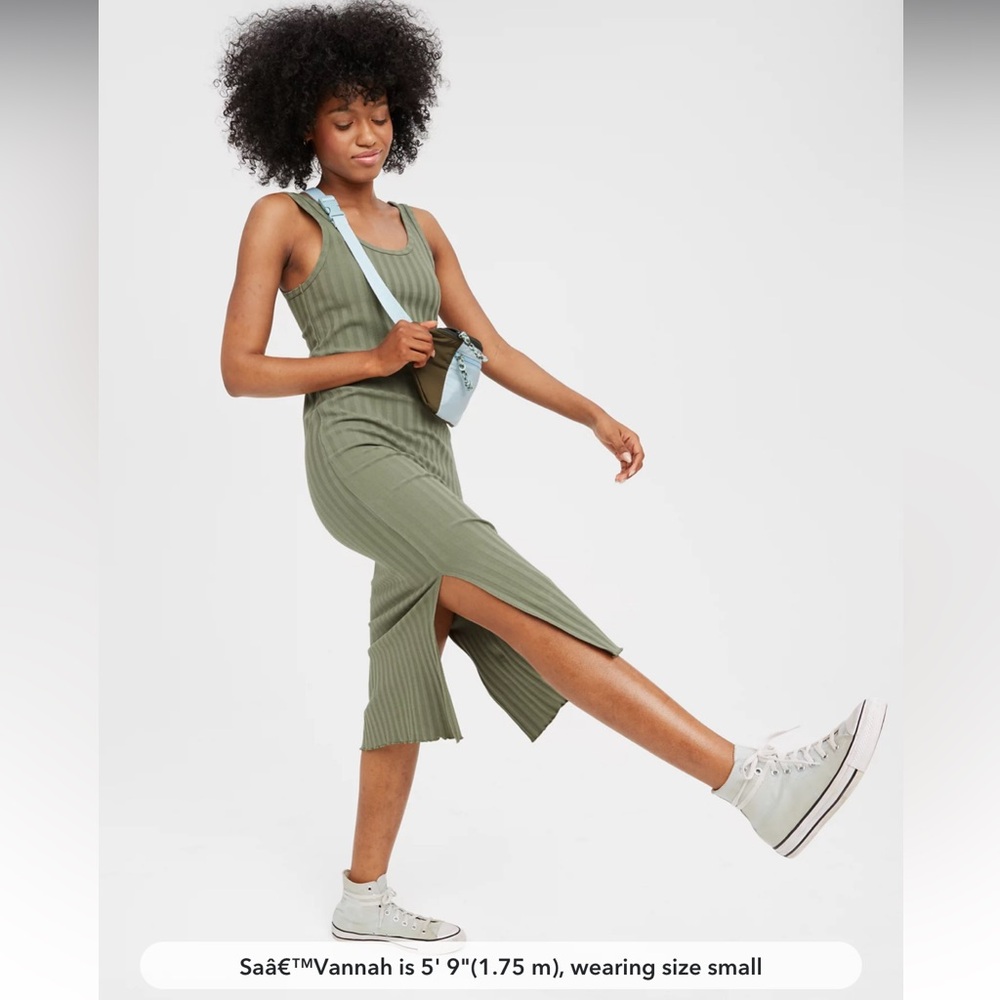 OFFLINE By Aerie OG Groove Midi Dress ‘Olive Fun’ color